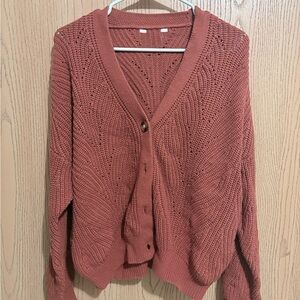 Women's Rust orange Cardigan Sweater (slightly cropped)